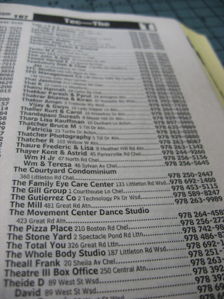 Some phone book listings.